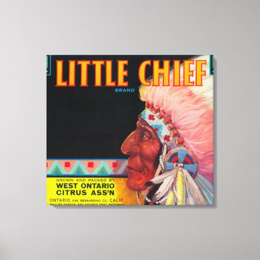 Little Chief Oranje LabelOntario, CA Canvas Afdruk (Voorkant)