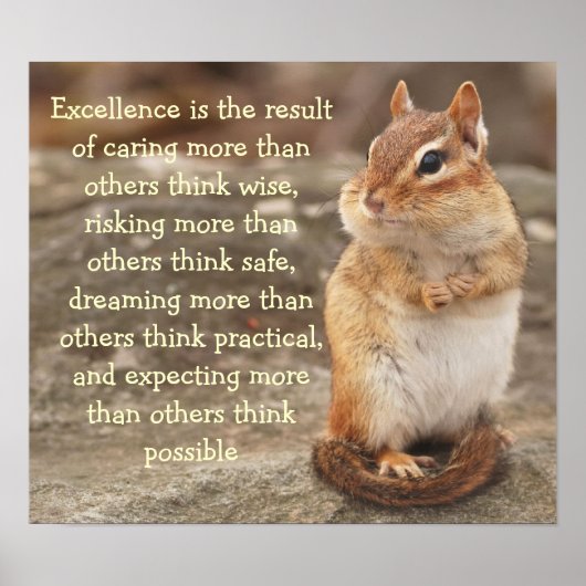 Little Chipmunk Excellence Quote Poster (Voorkant)