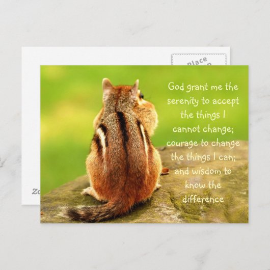 Little Chipmunk Serenity Prayer Briefkaart (Voorkant / Achterkant)