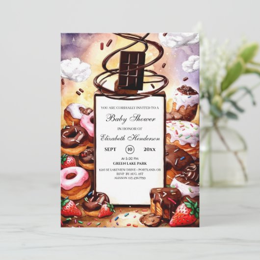 Little Chocolate Baby shower Kaart (Staand voorkant)