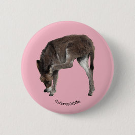 Little Chocolate Donkey Foal Scratching Ear Ronde Button 5,7 Cm