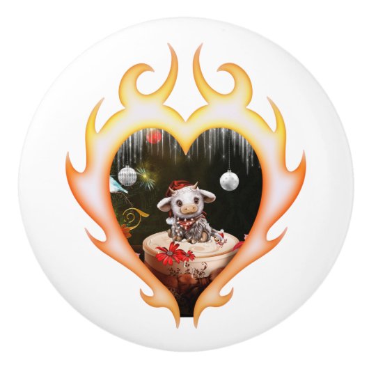 Little christmas cow keramische knop (Voorkant)