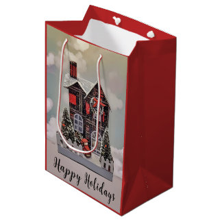 Little Christmas House Gift Bag Medium Cadeauzakje