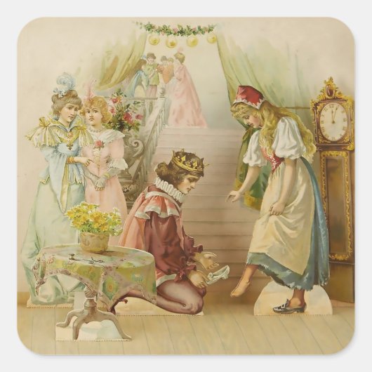 “Little Cinders” Fairy Art by E S Hardy Vierkante Sticker (Voorkant)