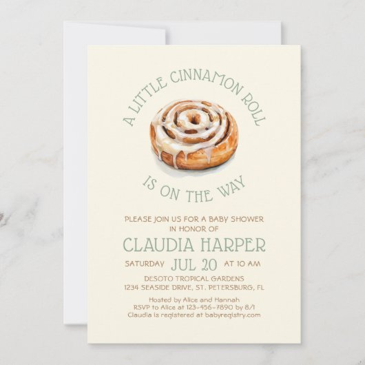 Little Cinnamon Roll Baby shower Invitation Kaart (Voorkant)