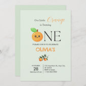 Little Citrus Orange 1st Birthday Invitation   Kaart (Voorkant / Achterkant)
