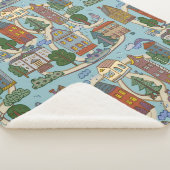 little city houses pattern sherpa deken (3/4)