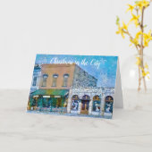 Little City Square Snow-kerstKaart Kaart (Gele Bloem)