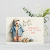 Little Clown 1st Birthday Show Kaart (Staand voorkant)