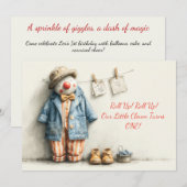 Little Clown 1st Birthday Show Kaart (Voorkant / Achterkant)