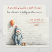 Little Clown 1st Birthday Show Kaart (Voorkant / Achterkant)