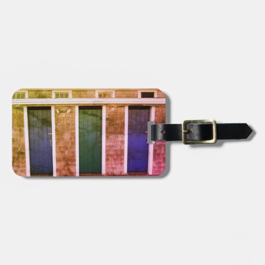 Little Compton, RI Summer Beach Cabanas Bagagelabel (Voorkant horizontaal)