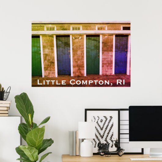 Little Compton, RI Summer Beach Cabanas Poster (Thuiskantoor)