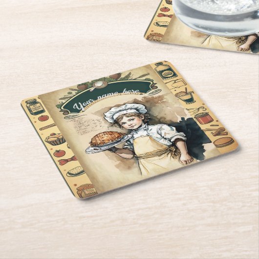 Little cook-vintage kartonnen onderzetters (Schuin)