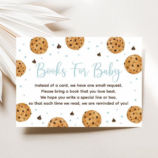 Little Cookie Blue Boy Baby shower Boek Verzoek Informatiekaartje