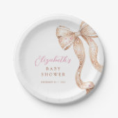Little Cookie Bow Baby shower Papieren Bordje (Voorkant)