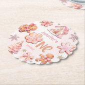 Little Cookie Christmas 1st Birthday Kartonnen Onderzetters (Gekanteld)