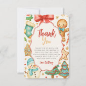 Little Cookie Christmas Baby shower Bedankkaart (Voorkant)