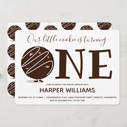 Little Cookie die een eerste verjaardag draait Kaart (Voorkant / Achterkant)
