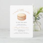 Little Cookie Macaron QR Code Neutraal Baby shower Kaart (Staand voorkant)