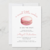 Little Cookie Macaron QR Code Pink Baby Shower Kaart (Voorkant)