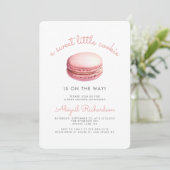 Little Cookie Macaron QR Code Roze Baby shower Kaart (Staand voorkant)