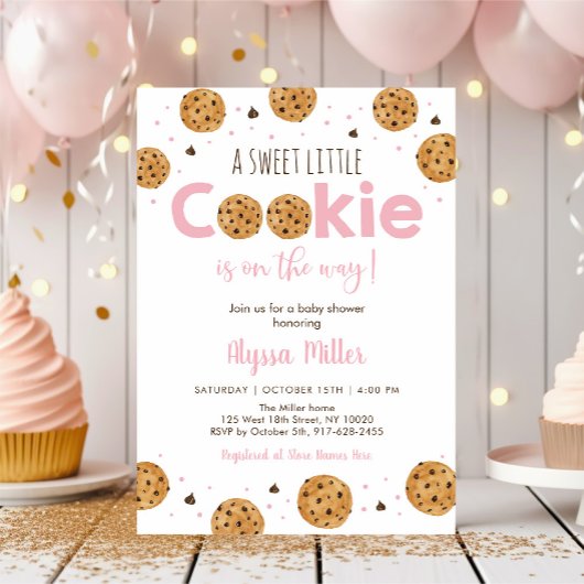 Little Cookie Pink Girl Baby shower Kaart