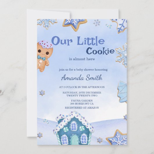 Little Cookie Winter Christmas Boy Baby shower Kaart (Voorkant)