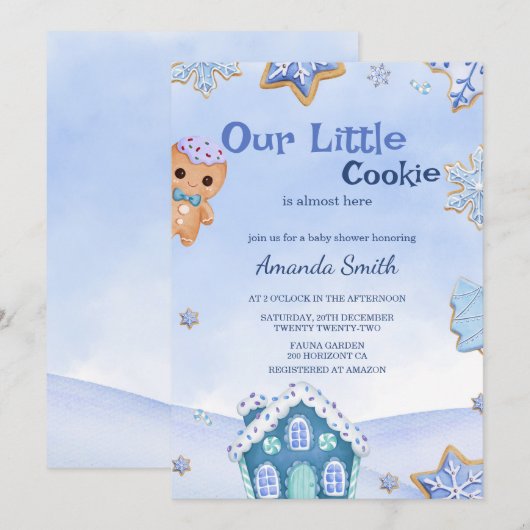 Little Cookie Winter Christmas Boy Baby shower Kaart (Voorkant / Achterkant)
