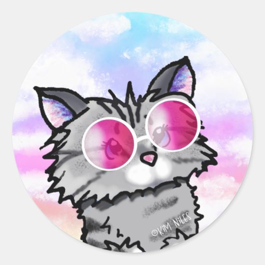 Little Cool Cat Ronde Sticker (Voorkant)