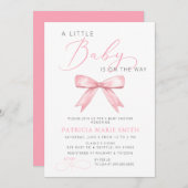 Little Coquette is op weg naar Pink Bow Baby showe Kaart (Voorkant / Achterkant)