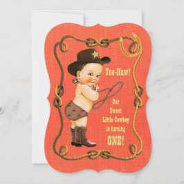 Little Cowboy 1st Birthday Party Kaart