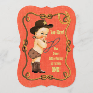 Little Cowboy 1st Birthday Party Kaart