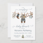 Little Cowboy Baby Clothesline Baby shower Kaart (Voorkant)