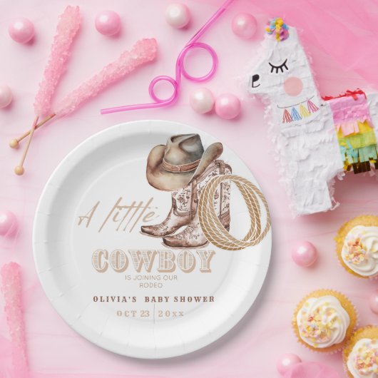 Little Cowboy Baby douche  Papieren Bordje (Feest)