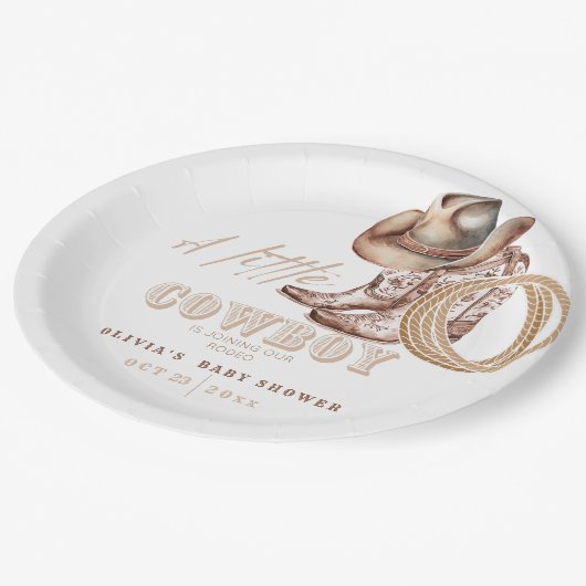 Little Cowboy Baby douche Papieren Bordje (Gekanteld)