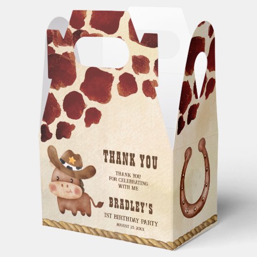 Little cowboy baby horse cow pattern rodeo party bedankdoosjes (Geopend)