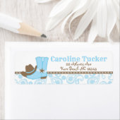 Little Cowboy Baby shower Adres Label blauw bruin (Insitu)