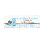 Little Cowboy Baby shower Adres Label blauw bruin (Voorkant)