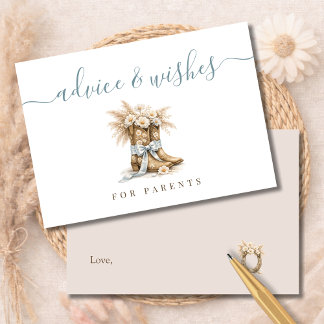 Little Cowboy Baby Shower Advice Wishes Parents Bedankkaart