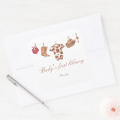 Little Cowboy Baby shower - baby's first library Vierkante Sticker (Envelop)