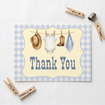 Little Cowboy Baby Shower Bedankkaart