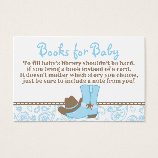 Little Cowboy Baby shower Boek Aanvraag Kaart (Voorkant)