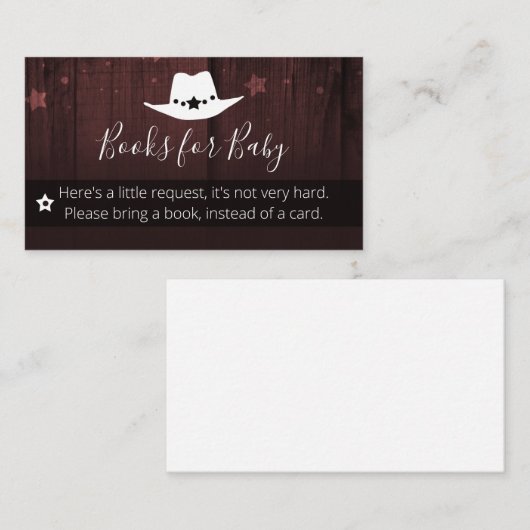 Little Cowboy Baby shower Books for Baby Request Visitekaartje (Voorkant / Achterkant)