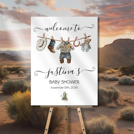 Little Cowboy Baby shower Boy Clothesline Welkom Poster