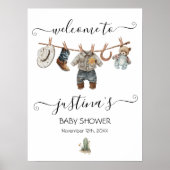 Little Cowboy Baby shower Boy Clothesline Welkom Poster (Voorkant)