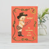 Little Cowboy Baby shower Brunette Kaart (Staand voorkant)