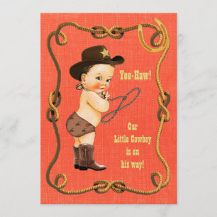 Little Cowboy Baby shower Brunette Kaart