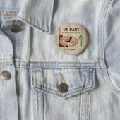 Little Cowboy Baby Shower Cactus Boots Hat Ronde Button 5,7 Cm (In situ)