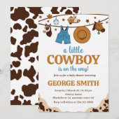 Little Cowboy Baby shower Honoring Party Kaart (Voorkant / Achterkant)